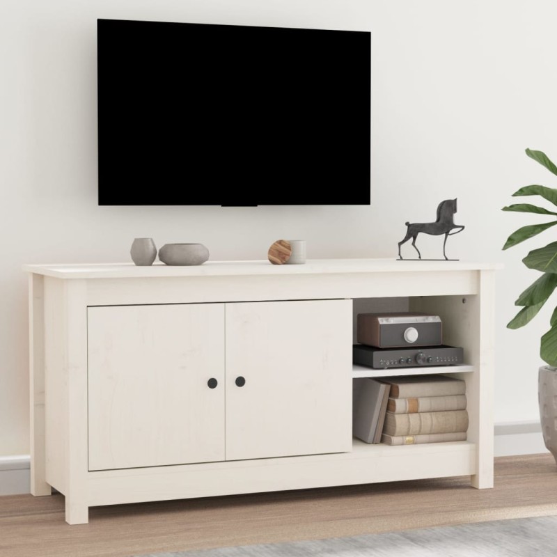 vidaXL TV-Schrank Weiß 103x36,5x52 cm Massivholz Kiefer vidaXL TV-Schrank Weiß 103x36,5x52 cm Massivholz Kiefer