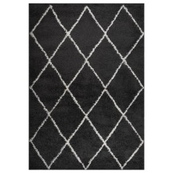 vidaXL Teppich Shaggy Hochflor Creme und Anthrazit 160x230 cm