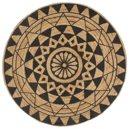 vidaXL Teppich Handgefertigt Jute mit Schwarzem Aufdruck 120 cm