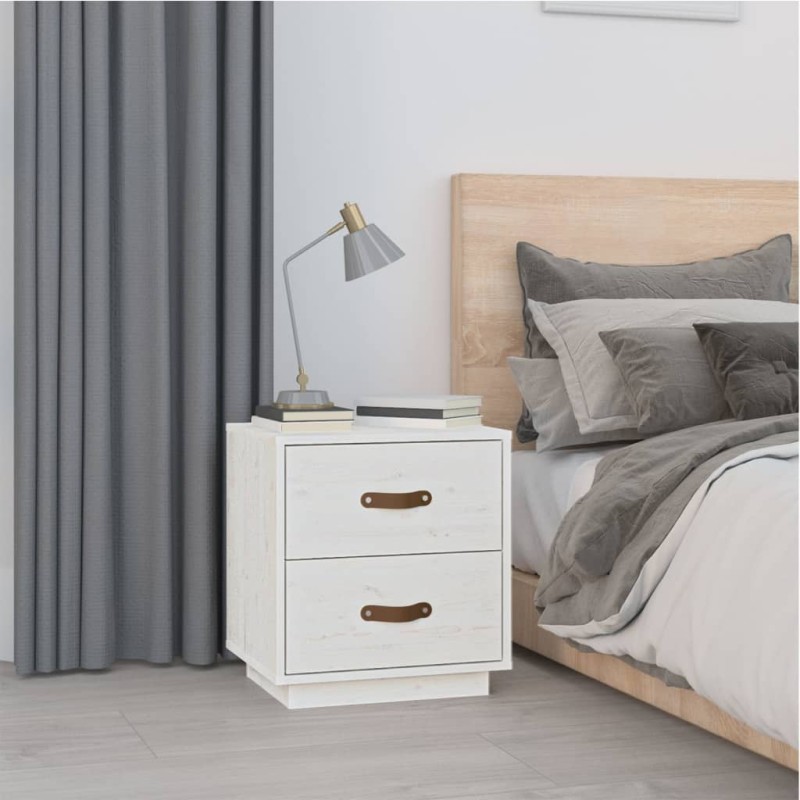 vidaXL Nachttisch Weiß 40x34x45 cm Massivholz Kiefer vidaXL Nachttisch Weiß 40x34x45 cm Massivholz Kiefer
