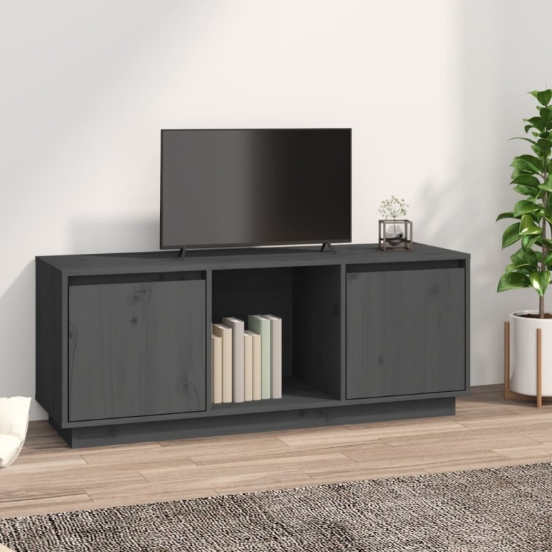 vidaXL TV-Schrank Grau 110,5x35x44 cm Massivholz Kiefer vidaXL TV-Schrank Grau 110,5x35x44 cm Massivholz Kiefer