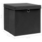 vidaXL Aufbewahrungsboxen mit Deckeln 4 Stk. Schwarz 32x32x32 cm Stoff vidaXL Aufbewahrungsboxen mit Deckeln 4 Stk. Schwarz 32x32x32 cm Stoff
