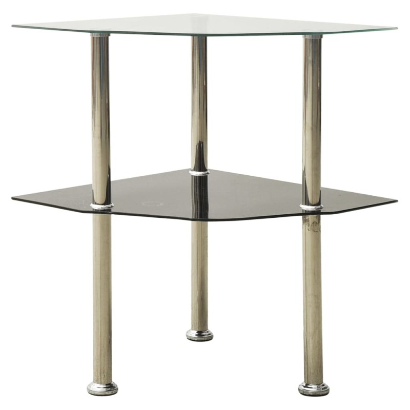 vidaXL Beistelltisch mit 2 Ablagen Transparent 38x38x50 cm Hartglas vidaXL Beistelltisch mit 2 Ablagen Transparent 38x38x50 cm Hartglas