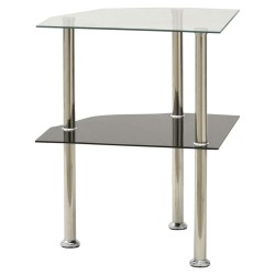 vidaXL Beistelltisch mit 2 Ablagen Transparent 38x38x50 cm Hartglas