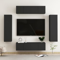 vidaXL 6-tlg. TV-Schrank-Set Schwarz Holzwerkstoff