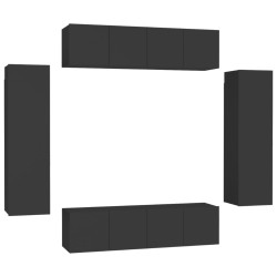 vidaXL 6-tlg. TV-Schrank-Set Schwarz Holzwerkstoff