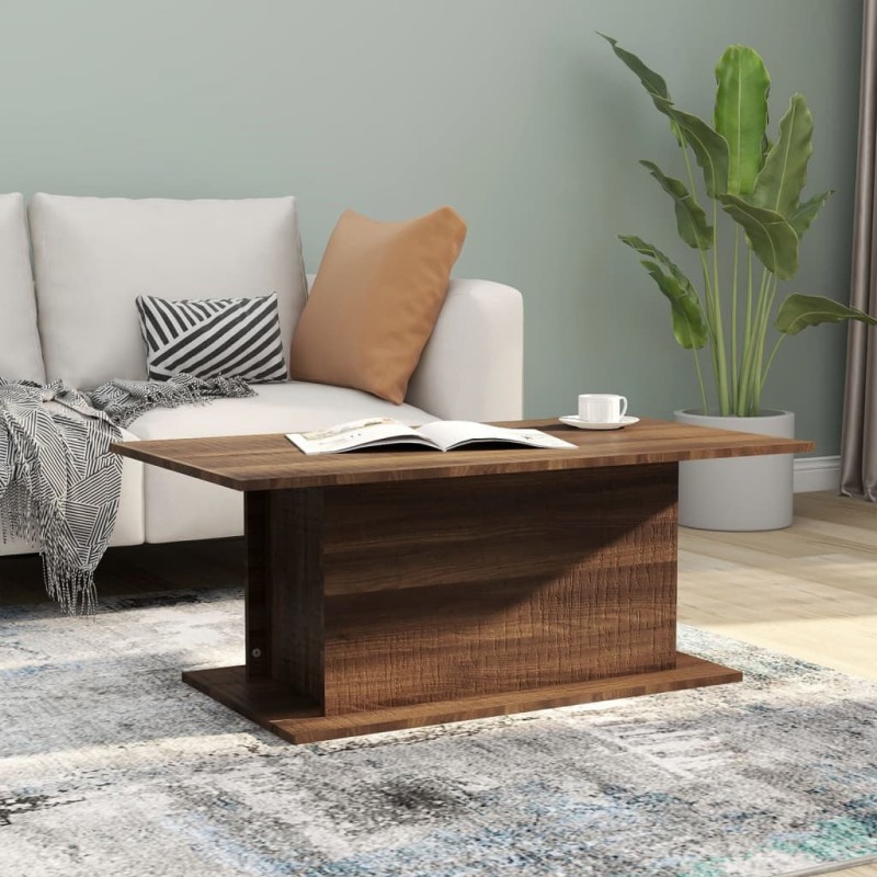 vidaXL Couchtisch Braun Eiche 102x55,5x40 cm Holzwerkstoff vidaXL Couchtisch Braun Eiche 102x55,5x40 cm Holzwerkstoff