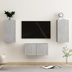 vidaXL 3-tlg. TV-Schrank-Set Betongrau Holzwerkstoff