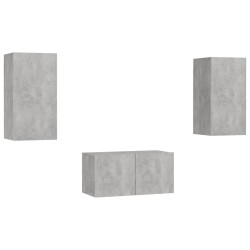 vidaXL 3-tlg. TV-Schrank-Set Betongrau Holzwerkstoff