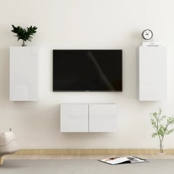 vidaXL 3-tlg. TV-Schrank-Set Hochglanz-Weiß Holzwerkstoff