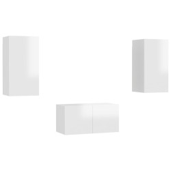 vidaXL 3-tlg. TV-Schrank-Set Hochglanz-Weiß Holzwerkstoff