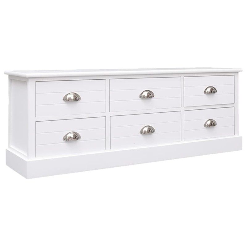 vidaXL TV-Schrank Weiß 108x30x40 cm Massivholz Paulownia vidaXL TV-Schrank Weiß 108x30x40 cm Massivholz Paulownia