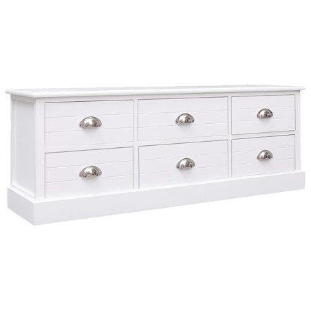 vidaXL TV-Schrank Weiß 108x30x40 cm Massivholz Paulownia
