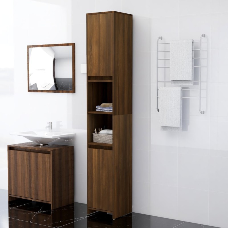 vidaXL Badezimmerschrank Braun Eiche 30x30x183,5 cm Holzwerkstoff vidaXL Badezimmerschrank Braun Eiche 30x30x183,5 cm Holzwerkstoff