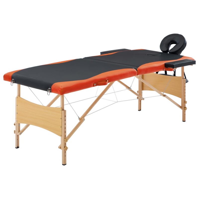 Massageliege Klappbar 2-Zonen Holzgestell Schwarz und Orange Massageliege Klappbar 2-Zonen Holzgestell Schwarz und Orange