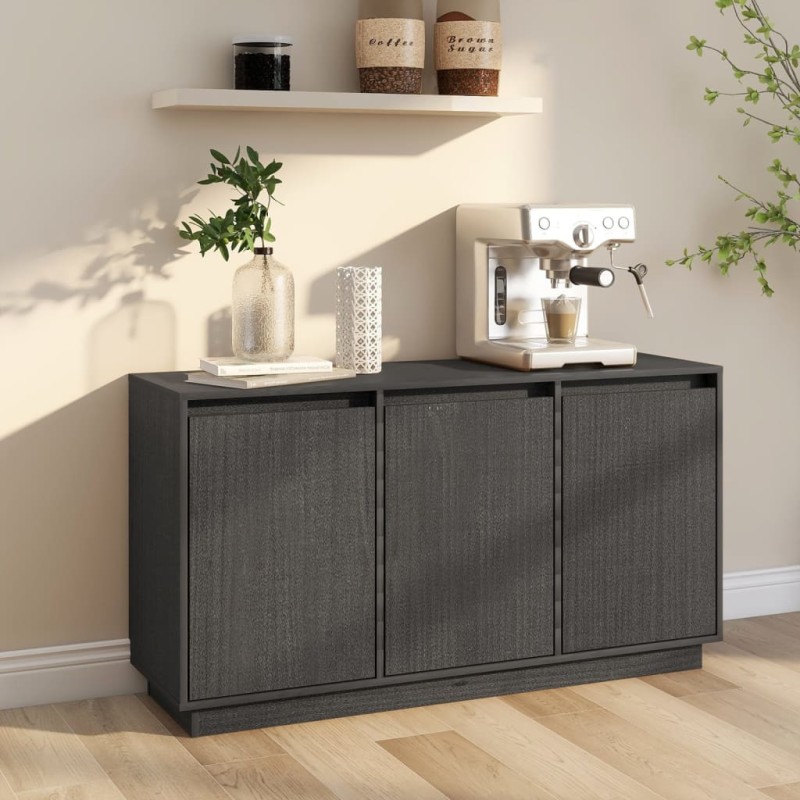vidaXL Sideboard Grau 111x34x60 cm Massivholz Kiefer vidaXL Sideboard Grau 111x34x60 cm Massivholz Kiefer