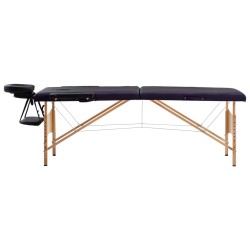 Massageliege Klappbar 2-Zonen mit Holzgestell Schwarz