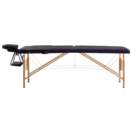 Massageliege Klappbar 2-Zonen mit Holzgestell Schwarz