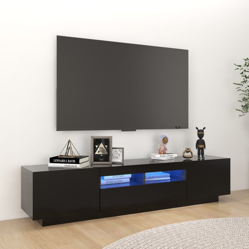 vidaXL TV-Schrank mit LED-Leuchten Schwarz 180x35x40 cm vidaXL TV-Schrank mit LED-Leuchten Schwarz 180x35x40 cm