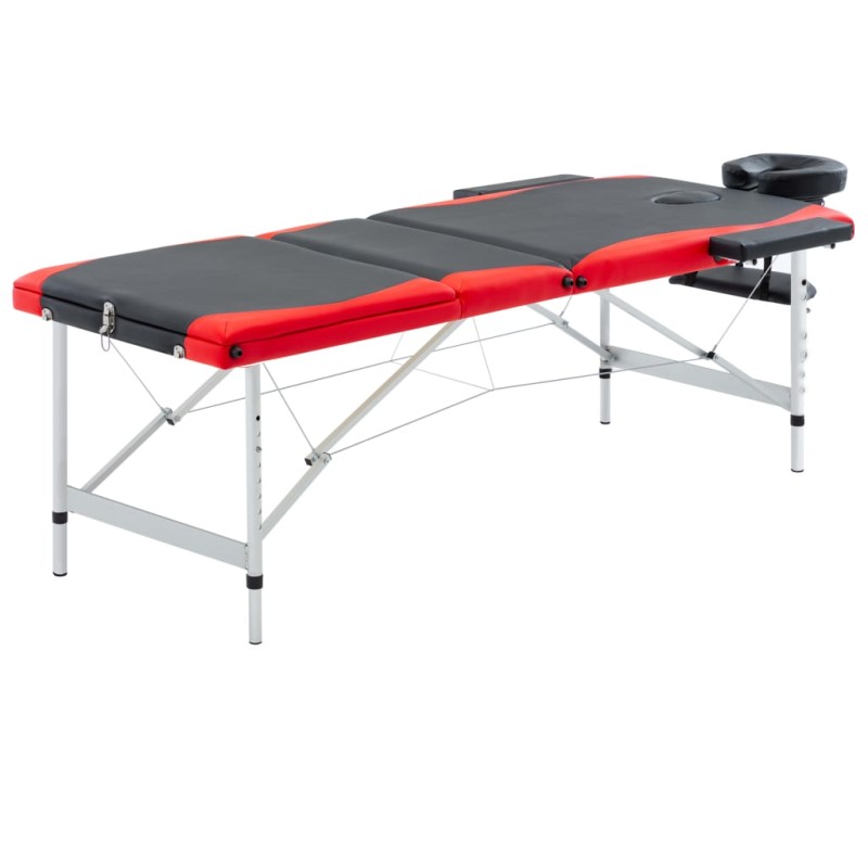 Massageliege Klappbar 3-Zonen Aluminiumgestell Schwarz und Rot Massageliege Klappbar 3-Zonen Aluminiumgestell Schwarz und Rot