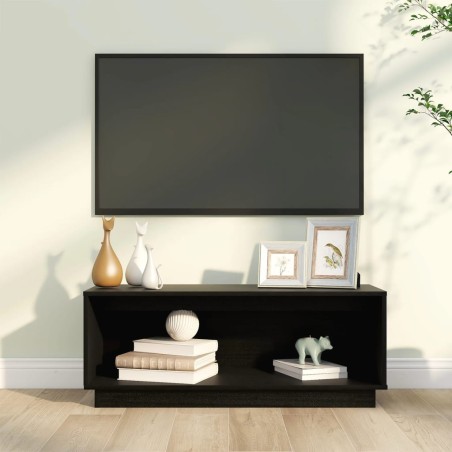 vidaXL TV-Schrank Schwarz 90x35x35 cm Massivholz Kiefer