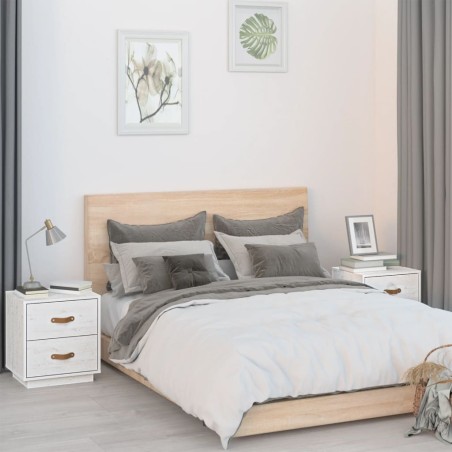 vidaXL Nachttische 2 Stk. Weiß 40x34x45 cm Massivholz Kiefer