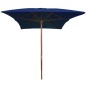 vidaXL Sonnenschirm mit Holzmast Blau 200x300 cm vidaXL Sonnenschirm mit Holzmast Blau 200x300 cm