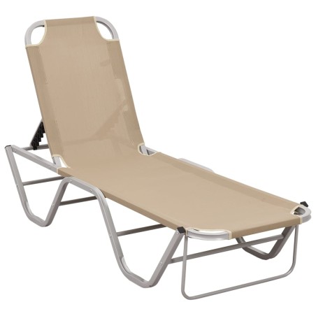 vidaXL Sonnenliege Aluminium und Textilene Creme