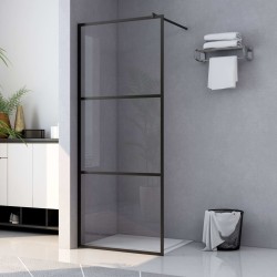 vidaXL Duschwand für Begehbare Duschen ESG-Klarglas Schwarz 80x195 cm 