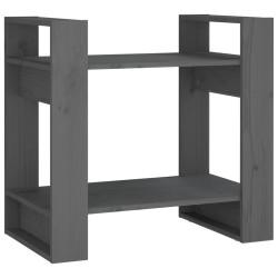 vidaXL Bücherregal/Raumteiler Grau 60x35x57 cm Massivholz Kiefer