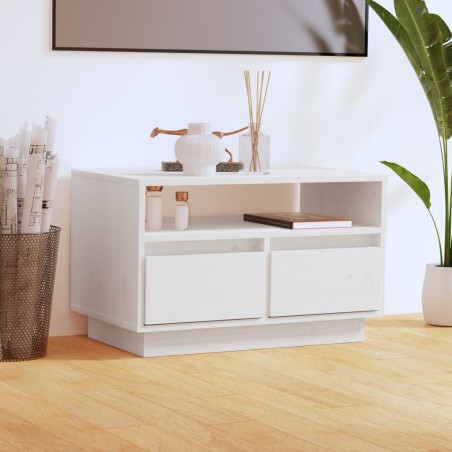 vidaXL TV-Schrank Weiß 60x35x37 cm Massivholz Kiefer