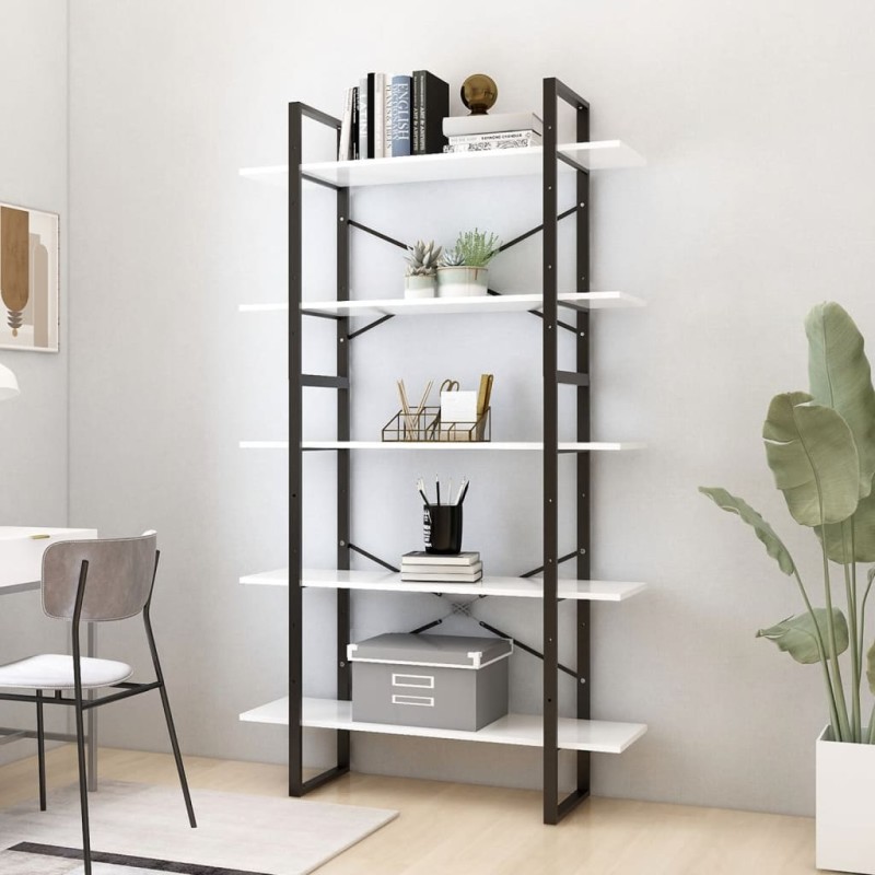 vidaXL Bücherregal 5 Fächer Weiß 100x30x175 cm Holzwerkstoff vidaXL Bücherregal 5 Fächer Weiß 100x30x175 cm Holzwerkstoff