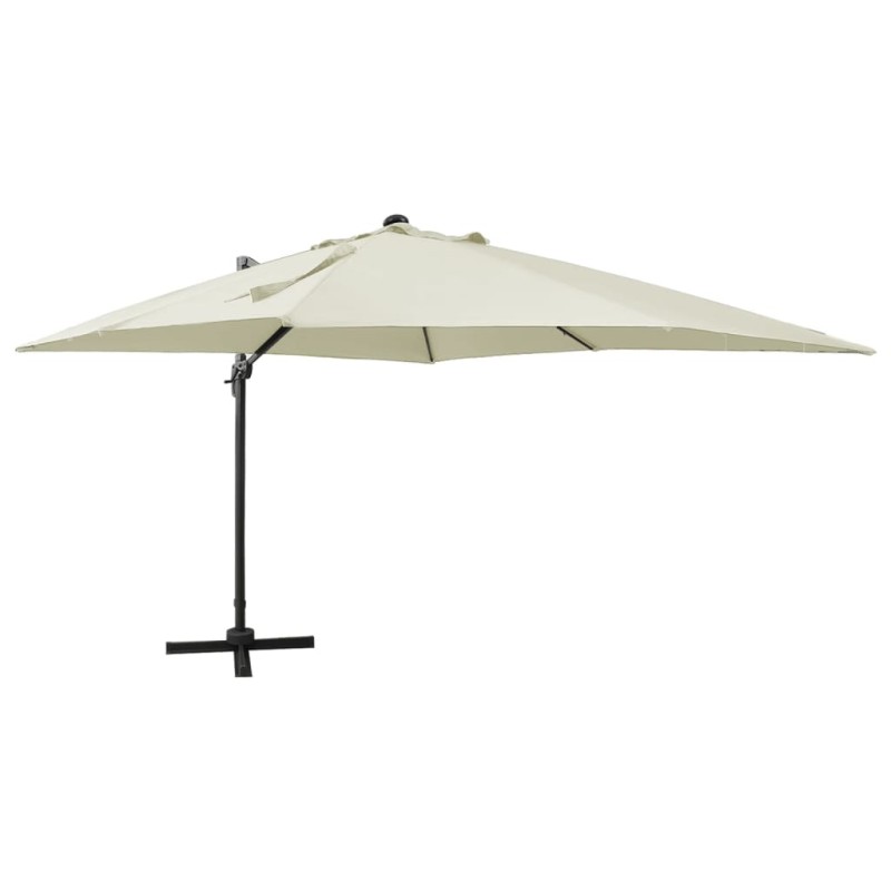 vidaXL Ampelschirm mit Mast und LED Sandfarben 300 cm vidaXL Ampelschirm mit Mast und LED Sandfarben 300 cm