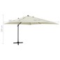 vidaXL Ampelschirm mit Mast und LED Sandfarben 300 cm vidaXL Ampelschirm mit Mast und LED Sandfarben 300 cm
