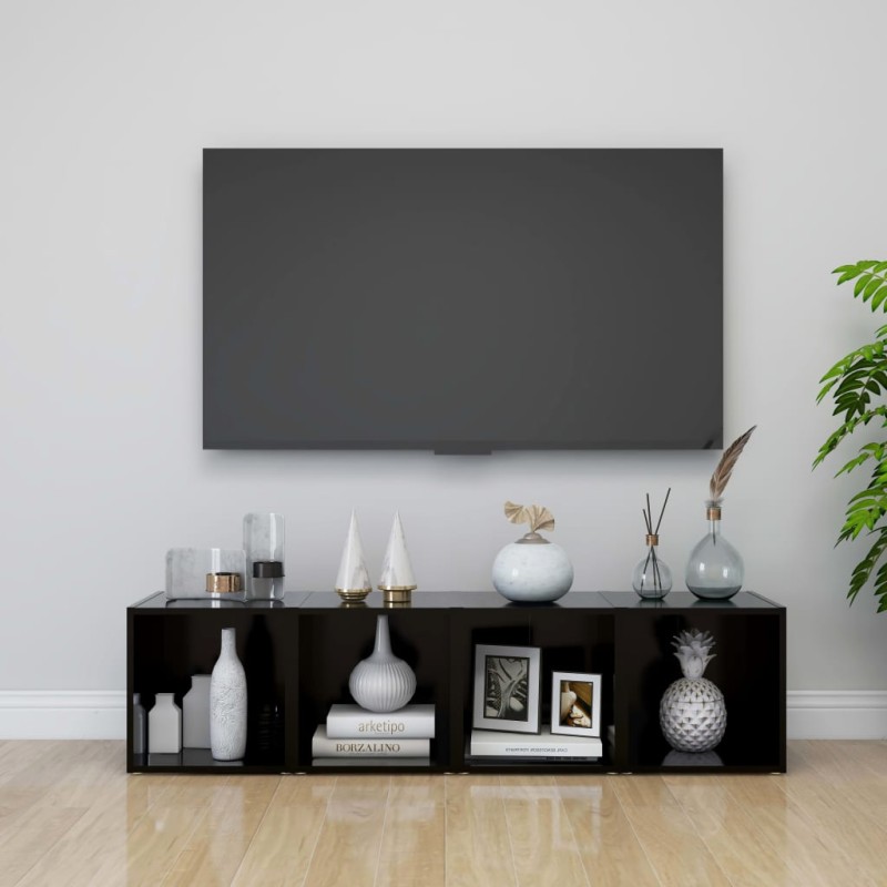vidaXL TV-Schränke 4 Stk. Schwarz 37x35x37 cm Holzwerkstoff vidaXL TV-Schränke 4 Stk. Schwarz 37x35x37 cm Holzwerkstoff