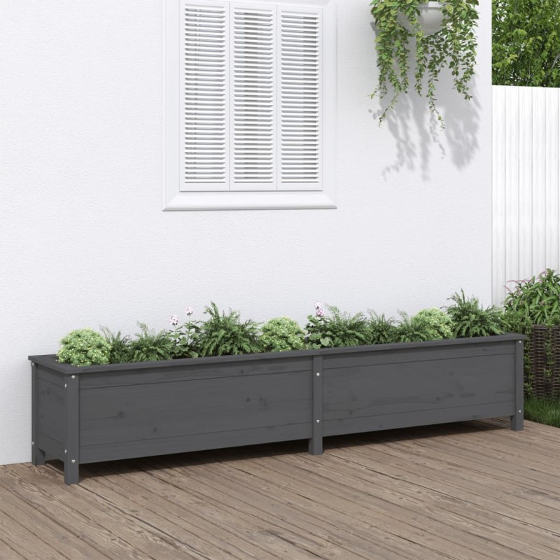 vidaXL Hochbeet Grau 199,5x40x39 cm Massivholz Kiefer vidaXL Hochbeet Grau 199,5x40x39 cm Massivholz Kiefer