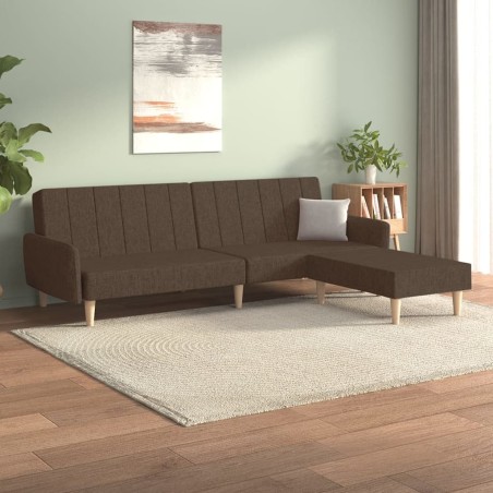 vidaXL Schlafsofa 2-Sitzer mit Fußhocker Braun Stoff