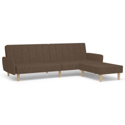 vidaXL Schlafsofa 2-Sitzer mit Fußhocker Braun Stoff