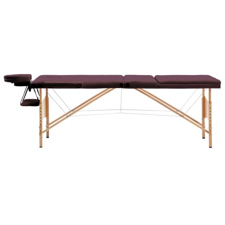 vidaXL Massageliege Klappbar 3-Zonen mit Holzgestell Bordeaux-Lila