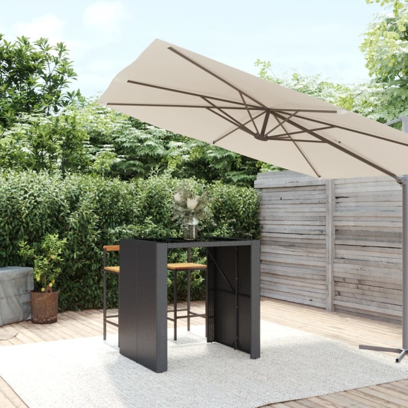 vidaXL Bartisch mit Glasplatte Schwarz 105x80x110 cm Poly Rattan vidaXL Bartisch mit Glasplatte Schwarz 105x80x110 cm Poly Rattan