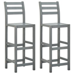 vidaXL Barhocker 2 Stk. Grau Massivholz Akazie 
