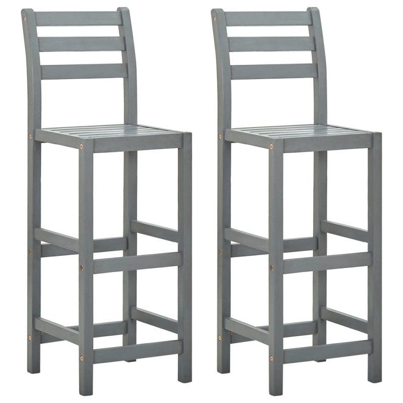 vidaXL Barhocker 2 Stk. Grau Massivholz Akazie vidaXL Barhocker 2 Stk. Grau Massivholz Akazie