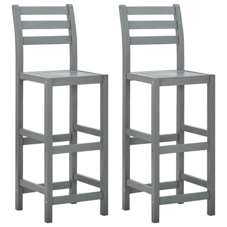 vidaXL Barhocker 2 Stk. Grau Massivholz Akazie 