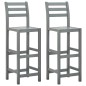 vidaXL Barhocker 2 Stk. Grau Massivholz Akazie vidaXL Barhocker 2 Stk. Grau Massivholz Akazie