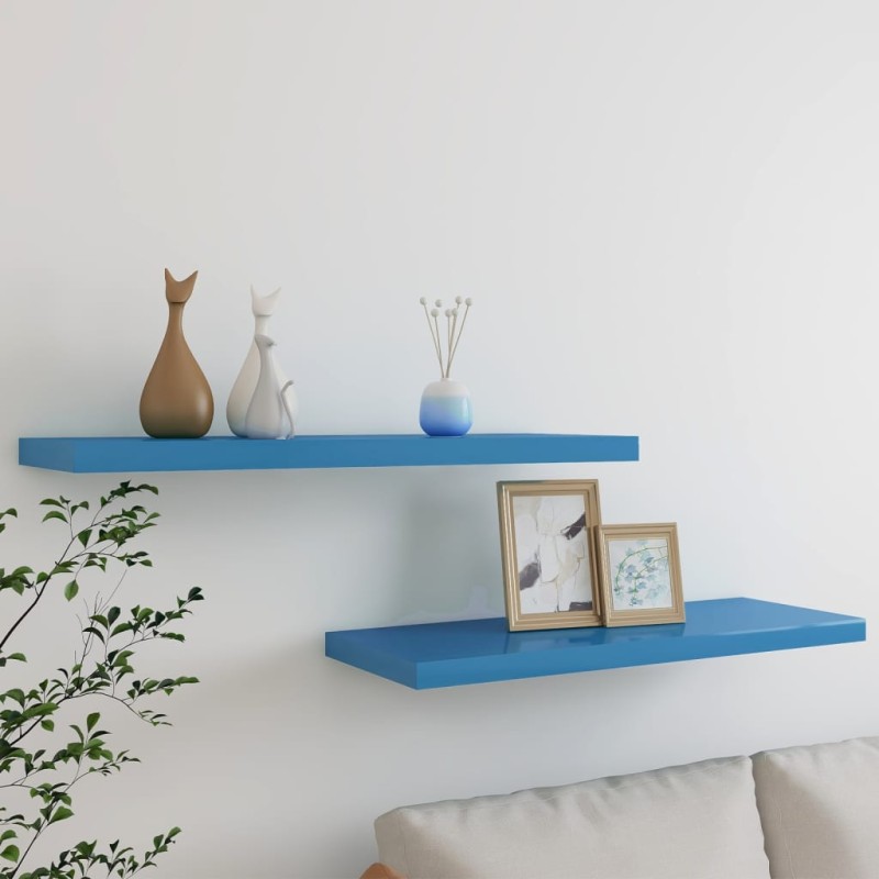 vidaXL Schweberegale 2 Stk. Blau 80x23,5x3,8 cm MDF vidaXL Schweberegale 2 Stk. Blau 80x23,5x3,8 cm MDF