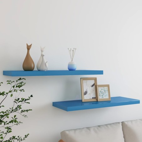 vidaXL Schweberegale 2 Stk. Blau 80x23,5x3,8 cm MDF