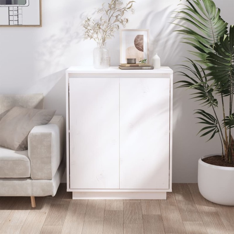 vidaXL Sideboard Weiß 60x34x75 cm Massivholz Kiefer vidaXL Sideboard Weiß 60x34x75 cm Massivholz Kiefer