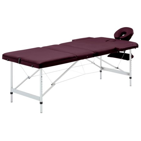 vidaXL Massagetisch Klappbar 3 Zonen Aluminium Dunkellila