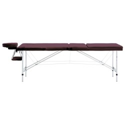 vidaXL Massagetisch Klappbar 3 Zonen Aluminium Dunkellila