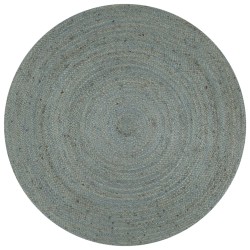 vidaXL Teppich Handgefertigt Jute Rund 150 cm Olivgrün
